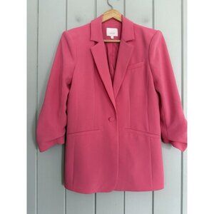 Women's Cinq a' Sept Pink Khloe Ruched Sleeve Blazer Jacket 2 3/4 Sleeves